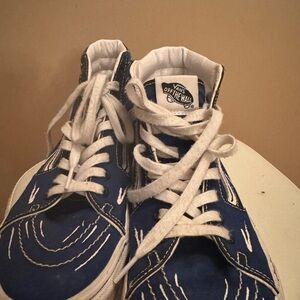 Vans Navy and White High-Top Sneakers